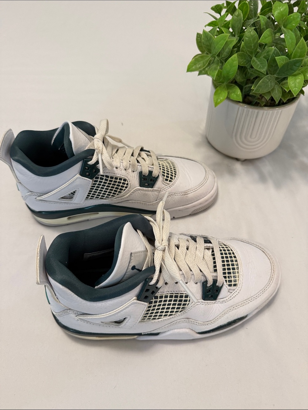 Kid’s Air Jordan 4 White and Dark Green Youth 4.5